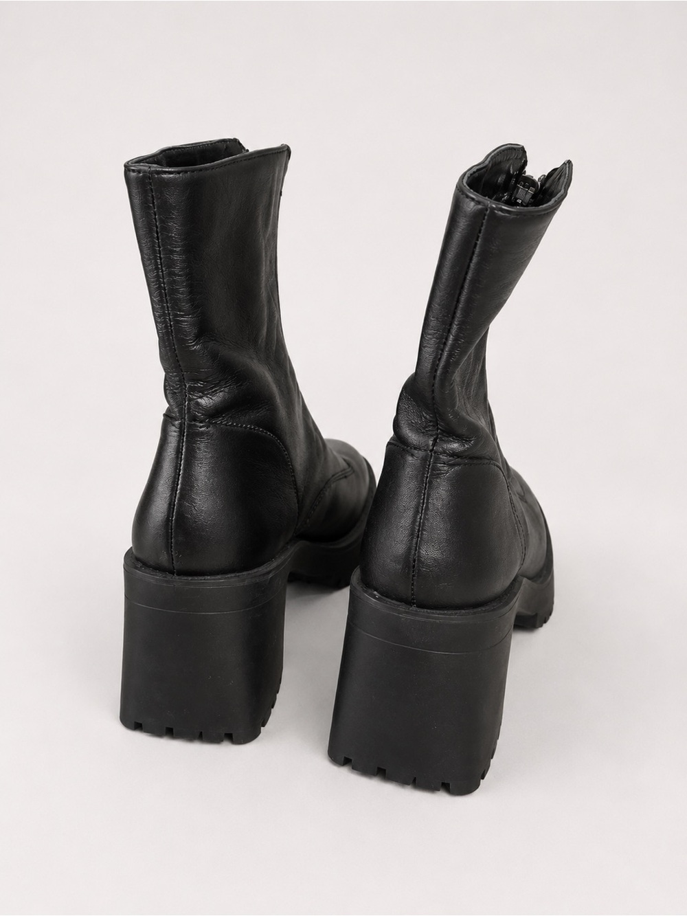 Zara Black Front-Zip Platform Ankle Boots - Picture 3 of 5